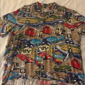Paradise Found Hawaiian Shirt Men's XL Route 66 Corvette California